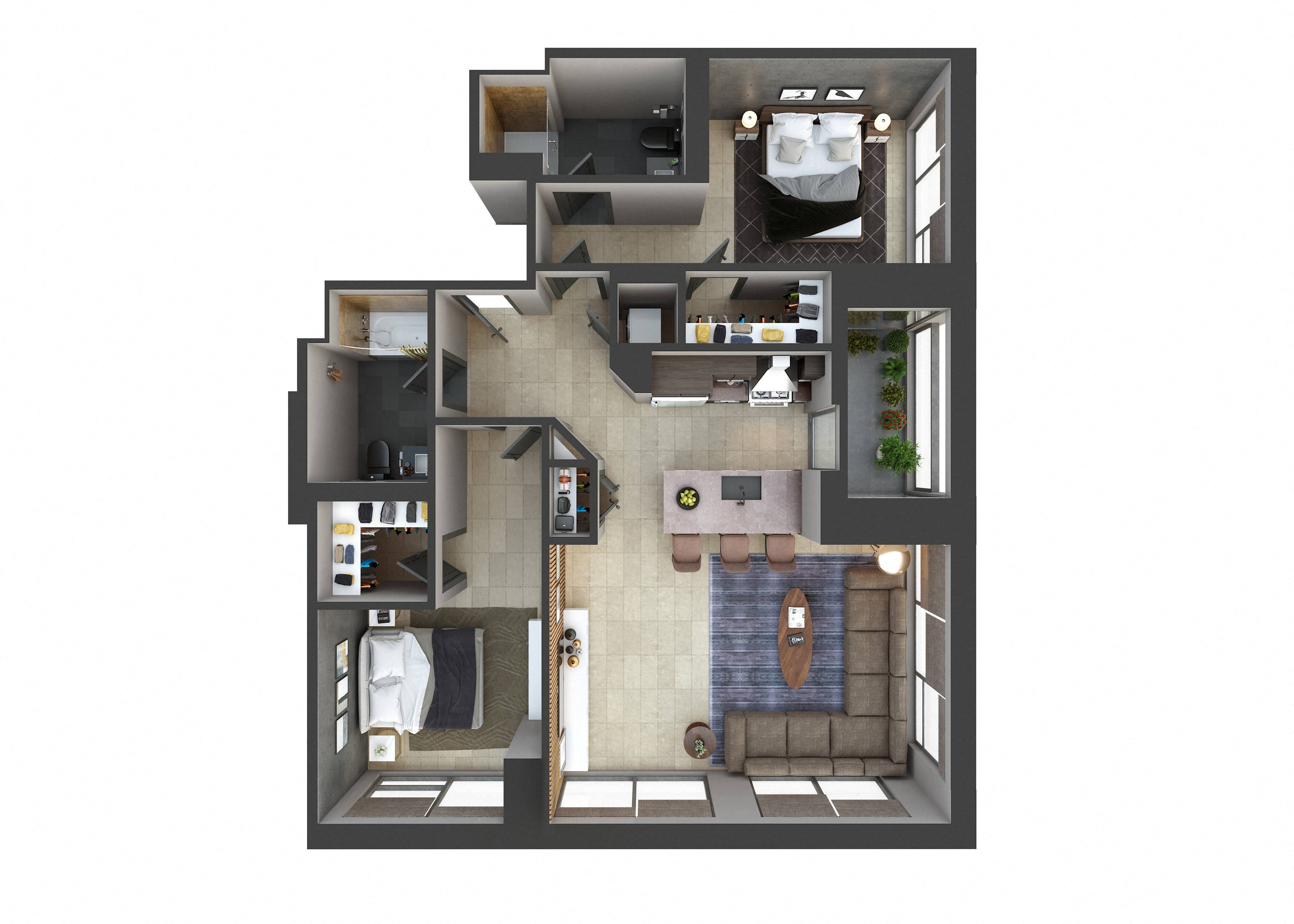 3D floor plan image for apartment U408 at Randolph Perimeter